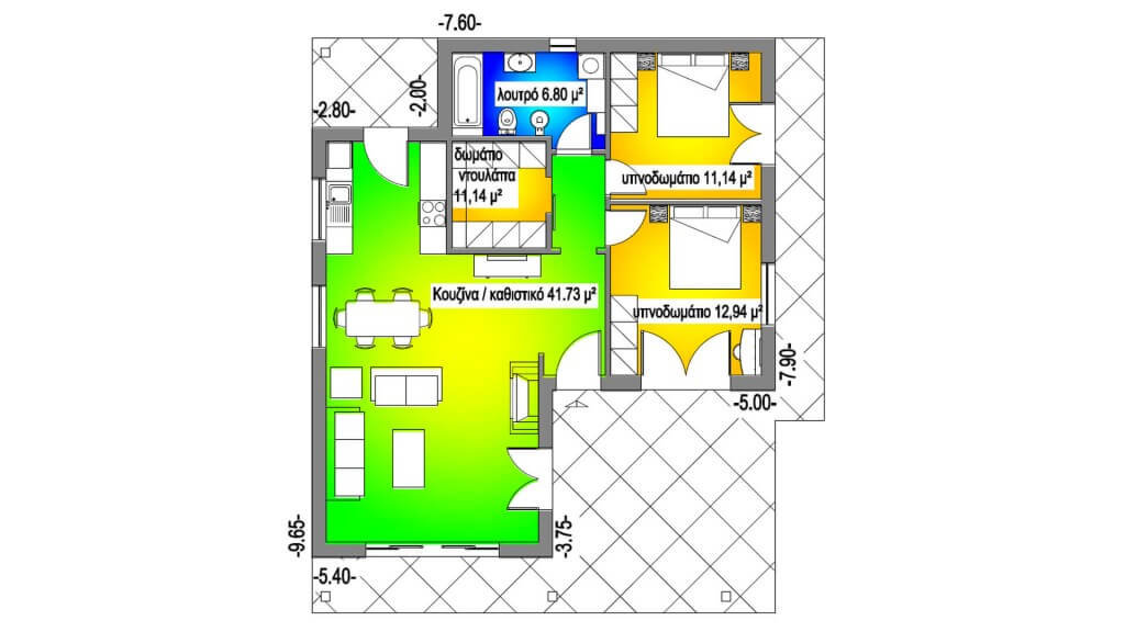 ΚΑΤΟΨΗ ΙΣΟΓΕΙΟΥ 96,76 Μ²