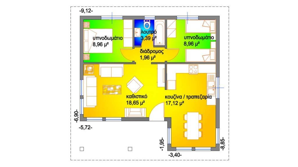 ΚΑΤΟΨΗ ΙΣΟΓΕΙΟΥ 69,56 Μ²
